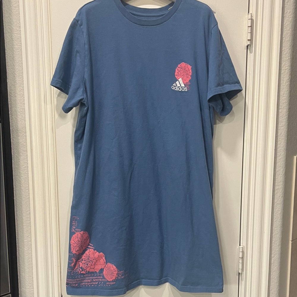Adidas Short Sleeve Blue mini dress with Pink Design